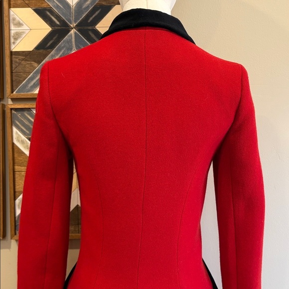 Vintage Ralph Lauren Rugby Long Red Wool Flared Coat size 0 - Picture 8 of 15